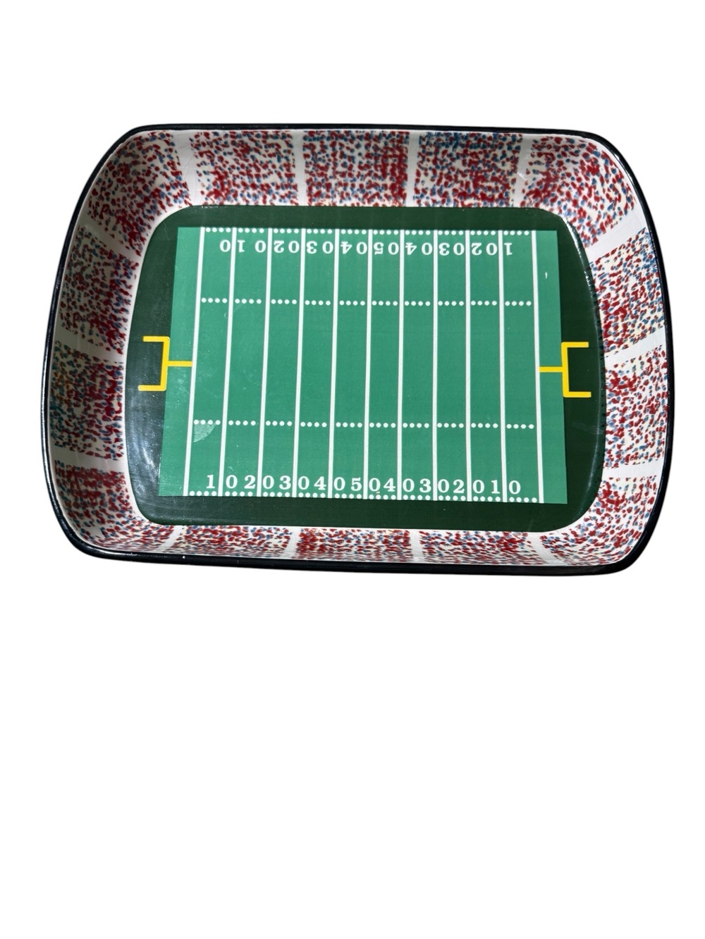 KitchenWorthy Ceramic Football Stadium Platter Tray Game Day Super Bowl Platter